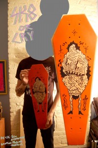 M Skattum - skate board with art 002