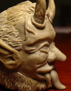 Krotpong - Krampus head sculpt.